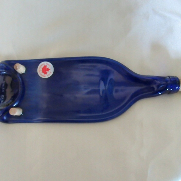 BLue Glass Flat Wine Bottle Shilo Glass - Picture 3 of 7